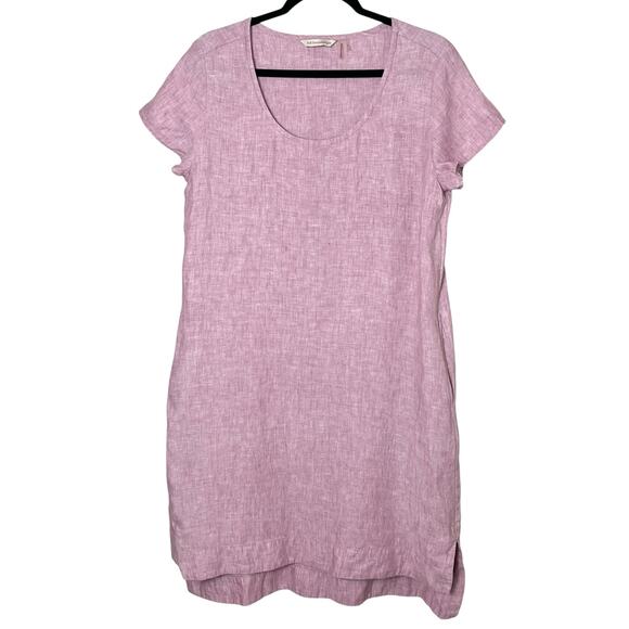 Soft Surroundings Linen Shift Dress Linen Short Sleeve Pink-Purple Sz S - Picture 1 of 8